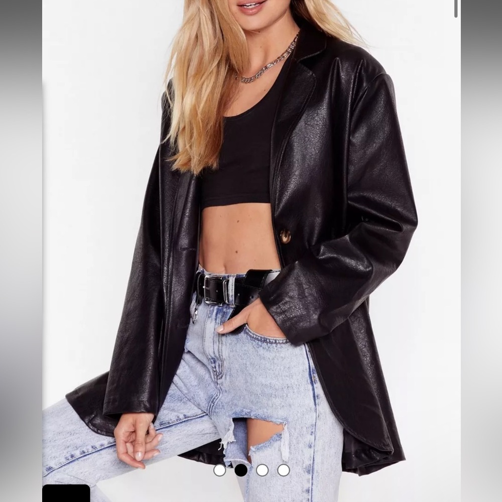 NWT Nasty Gal black Faux Leather Blazer
